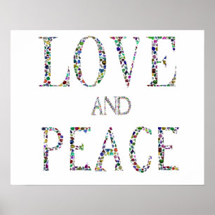 Póster Amor y paz - Diseño de Letras Gemstone