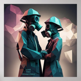 Póster AMOR Y RESISTENCIA POLÍTICO Isométrico BAJO