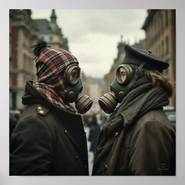Póster AMOR Y RESISTENCIA Tartán Retro Romántica (Frente)