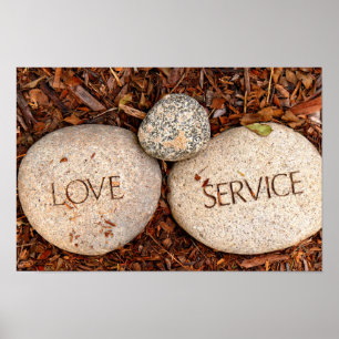 Póster Amor y servicio - Piedras religiosas espirituales