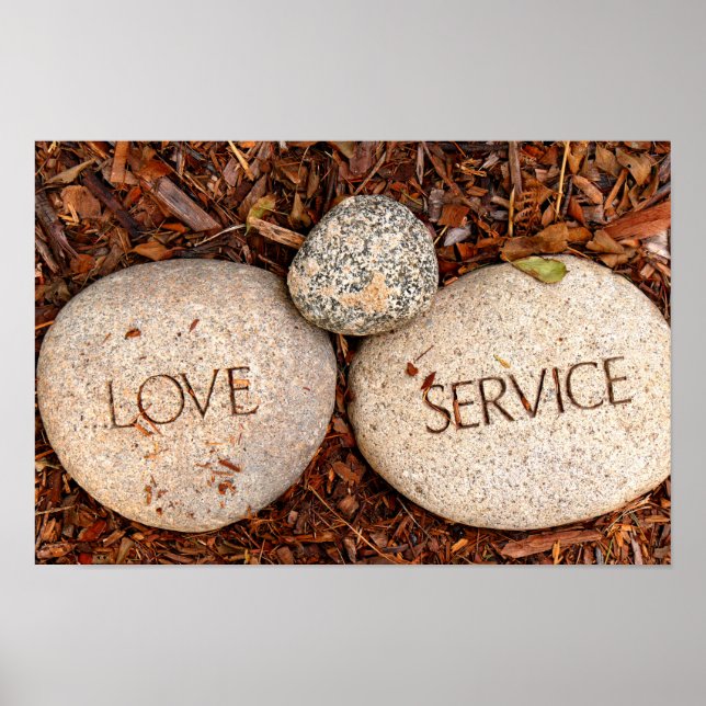 Póster Amor y servicio - Piedras religiosas espirituales (Frente)