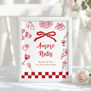 Póster Amore notas Eso es Amore Rojo Consejo ducha de nov