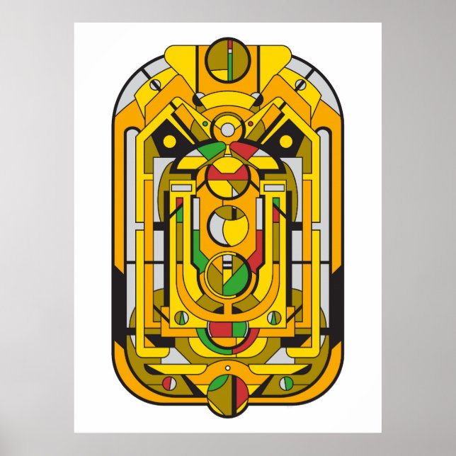 Póster Ampel - Resumen geométrico del Cyberpunk amarillo (Frente)