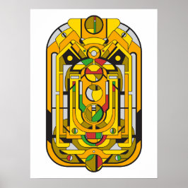 Póster Ampel - Resumen geométrico del Cyberpunk amarillo
