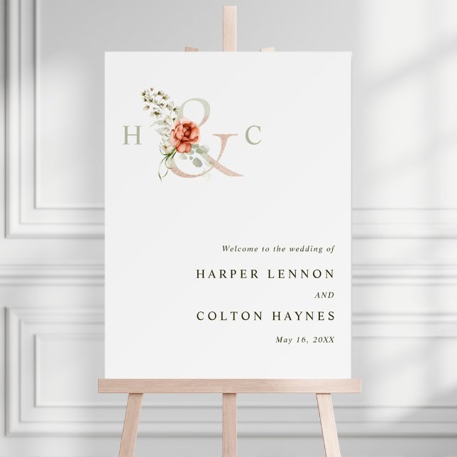 Póster Ampersa floral y elegante signo de bienvenida de b (Subido por el creador)