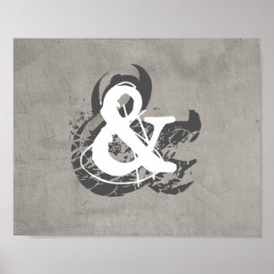 poster ampersand sobre arte en la pared gris con p