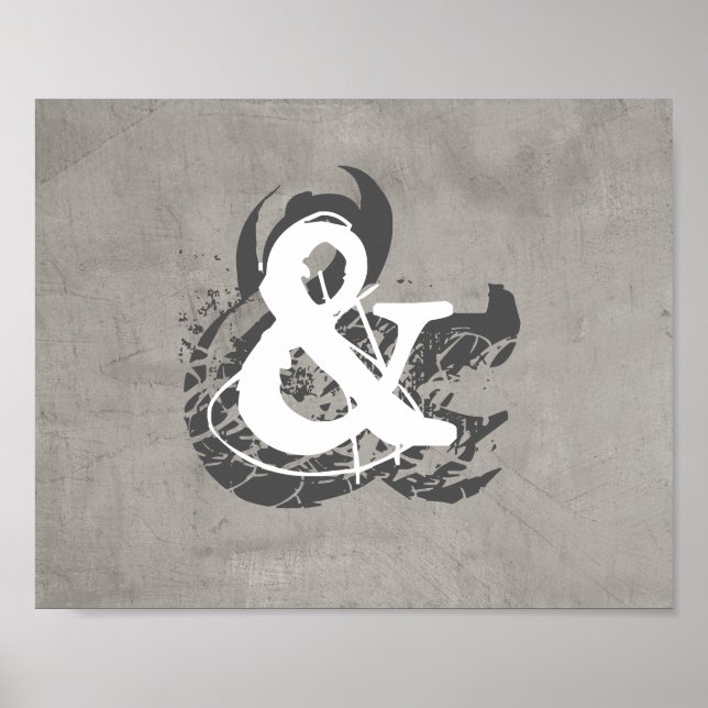 poster ampersand sobre arte en la pared gris con p (Frente)