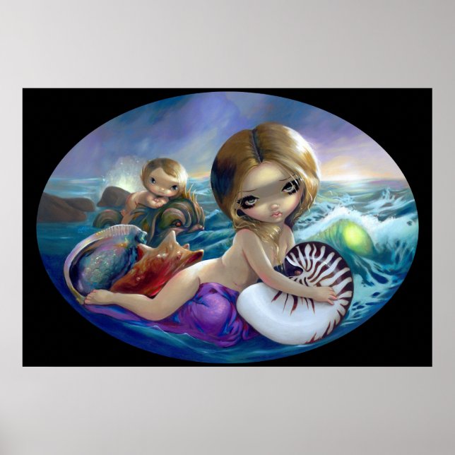 Póster Amphitrite ART PRINT mermaid sea diosa lowbrow (Frente)