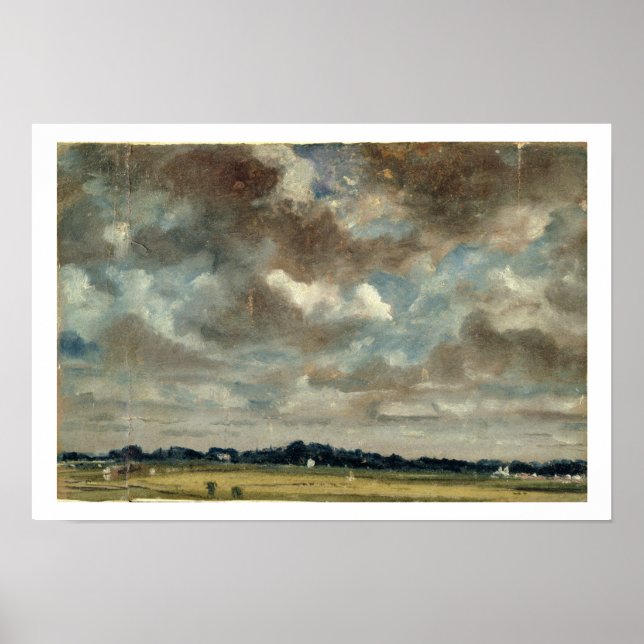 Póster Amplio paisaje con nubes grises, c.1821 (aceite) (Frente)