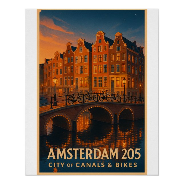 Póster Amsterdam 2025 - Ciudad de Canales y Bicicletas (Anverso)