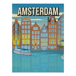 Póster Amsterdam Canal House Art Print Netherlands Travel