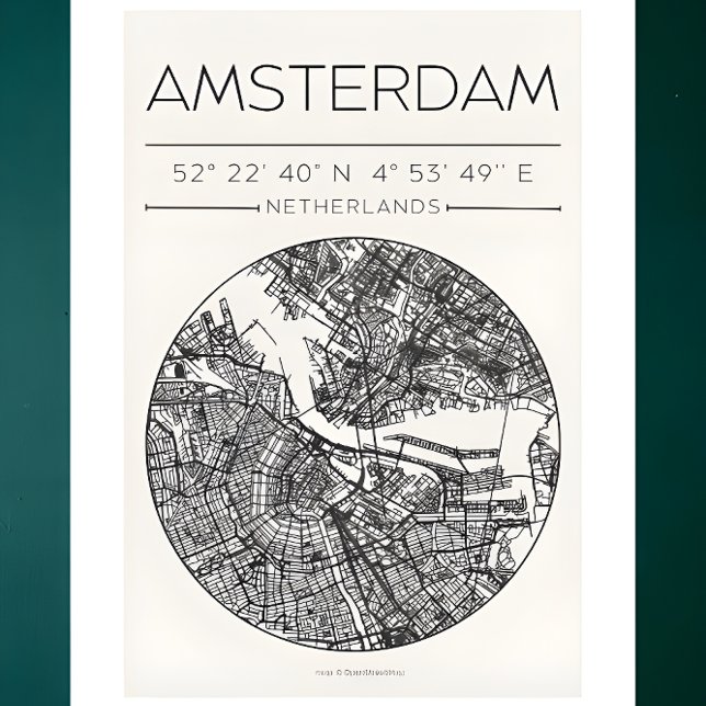Póster Amsterdam City Map Poster – Minimal Urban Wall Art (Scandinavian-inspired wall art featuring a minimalist city map of Amsterdam.
Neutral colors, clean )