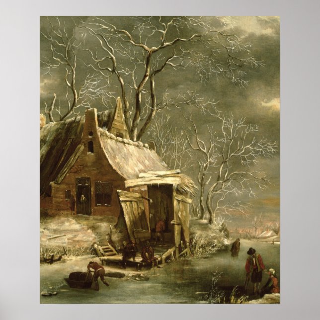 Póster Ámsterdam, escena del invierno, siglo XVII (Frente)