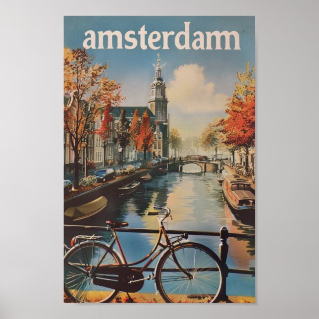 Póster Amsterdam Holanda Famoso Viaje Vintage Place (Frente)