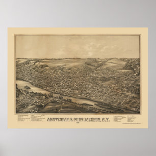 Póster Amsterdam, mapa panorámico de NY - 1881