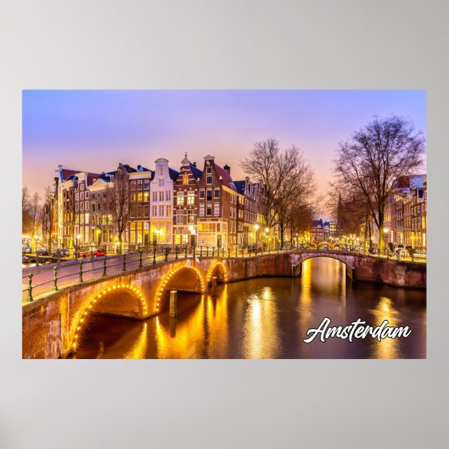 Póster Ámsterdam, Países Bajos Al Amanecer (Frente)