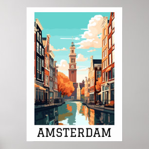Póster Amsterdam Países Bajos Canal Travel
