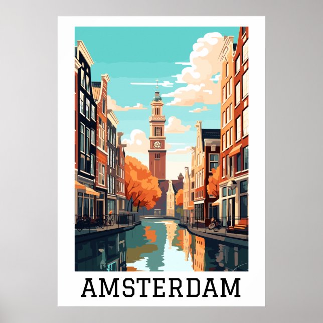 Póster Amsterdam Países Bajos Canal Travel (Frente)