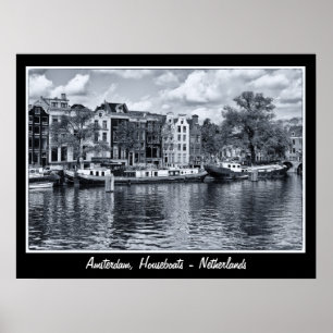 Póster Ámsterdam - Países Bajos, Casas flotantes (Póster)