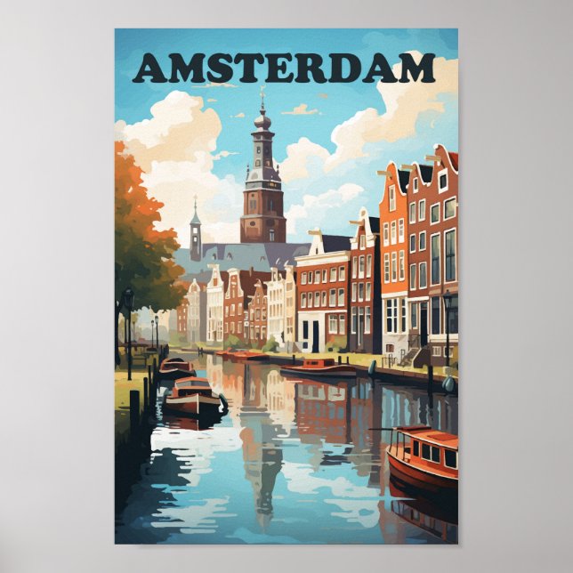 Póster Amsterdam Países Bajos Famous Travel Place (Frente)