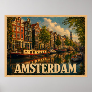 Póster Ámsterdam Países Bajos Viajes Antiguos