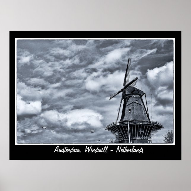Póster Amsterdam - Países Bajos, Windmill (Poster) (Frente)