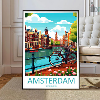 Póster Amsterdam Travel Print Wall Art Amsterdam Wall Han