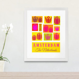 Póster Amsterdam Tulips Países Bajos Holanda