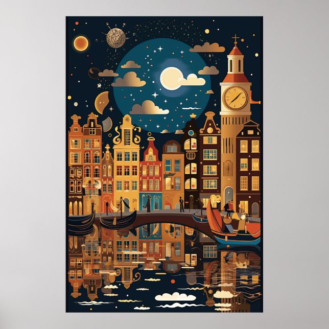 Póster Ámsterdam, viajes (Frente)