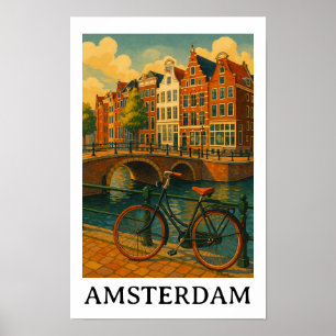 Póster Ámsterdam vintage - Diseño de viajes retro