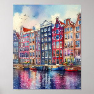 Póster Ámsterdam Watercolor