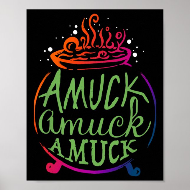 Póster Amuck Amuck Amuck Fun Witch Halloween Regalo (Frente)