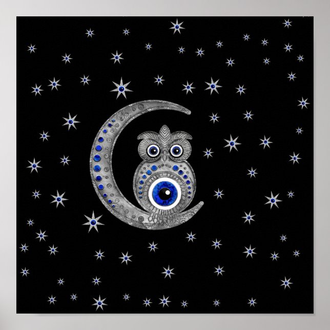 Póster Amulet de ojos malvados - búho en la luna (Frente)