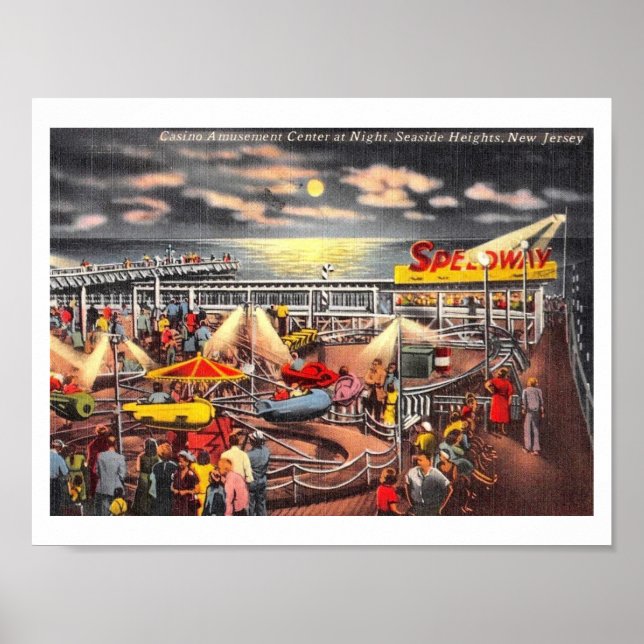 Póster Amusements, Seaside Heights, New Jersey Vintage (Frente)