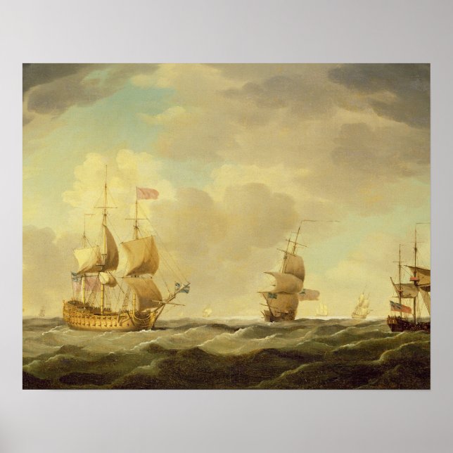 Póster An English Flagship Under Easy Sail in a Moderate (Frente)