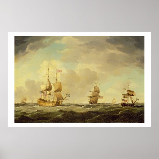 Póster An English Flagship Under Easy Sail in a Moderate (Frente)