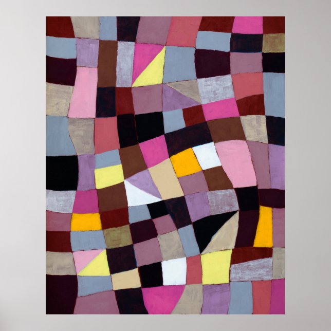 Póster An irregular grid painting, with violets and yello (Frente)