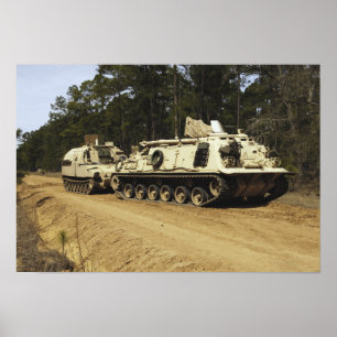Póster An M-88 recovery vehicle begins to tow an M992