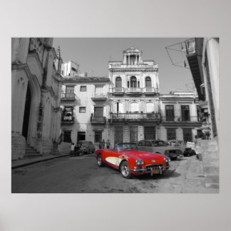 Póster An old Corvette in old Havana