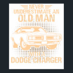 Póster An Old Man Dodge Charger 1971<br><div class="desc">A vintage classic car poster perfect for decorating your home,  garage,  office,  or studio. This retro automotive artwork is ideal for car enthusiasts,  collectors,  and anyone who appreciates timeless classic car culture.</div>