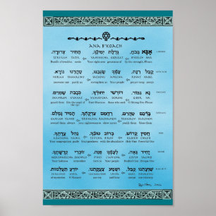 Póster Ana b"Koach ~ Hebreo ~ Inglés ~ Transliteración