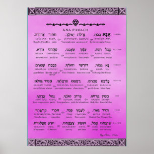 Póster Ana b"Koach ~ Hebrew ~ English ~ Transliteration
