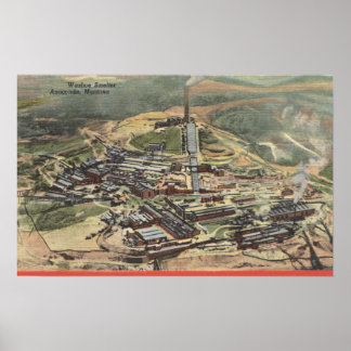 Póster Anaconda, Montana - Vista de fundición de Washoe d