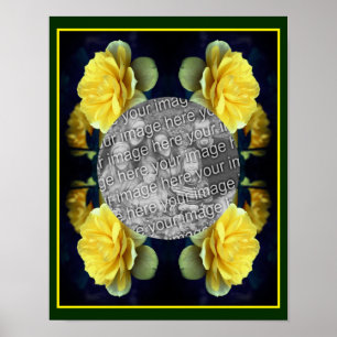 Póster Añade tu foto Flor De Rosa Amarilla En El Marco De