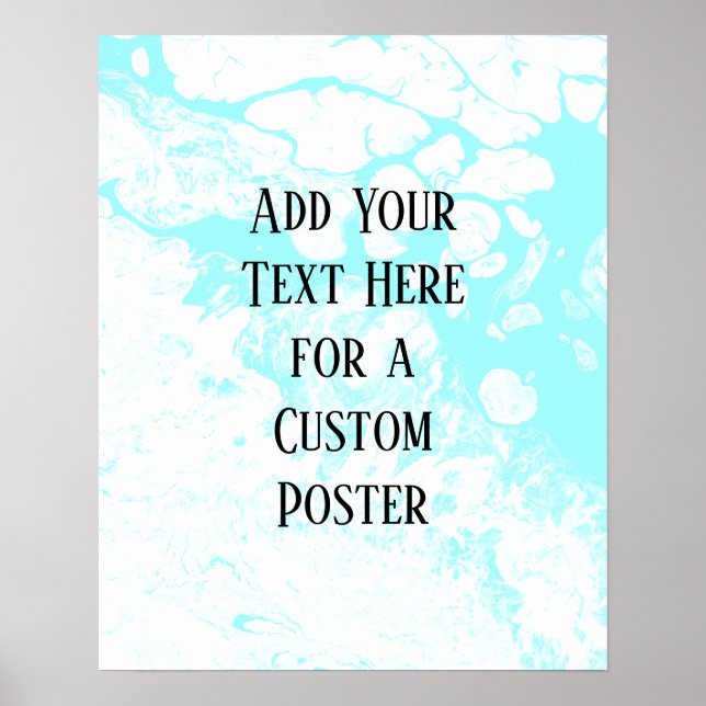 Póster Añade tu texto Personalizado, mármol de Aqua blanc (Frente)