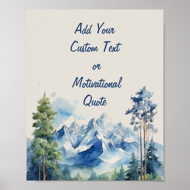 Póster Añadir a su Personalizado acuarela montaña y árbol (Frente)