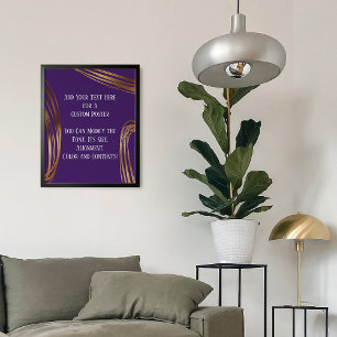 Póster Añadir el texto Ovalos de Oro Profundo Púrpura