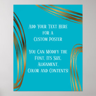 Póster Añadir el texto Ovalos de oro resquebrajados Azul