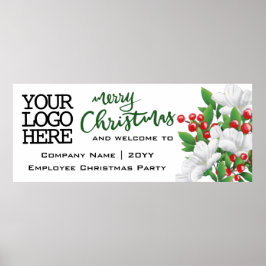 Póster Añadir floral acuarela con logotipo |Feliz Navidad