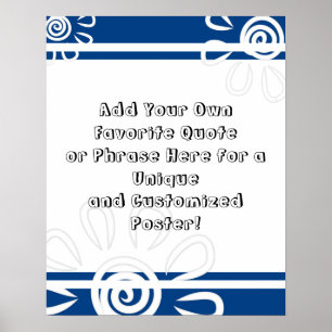Póster Añadir la cita Personalizado Bandas Flores Azul Re